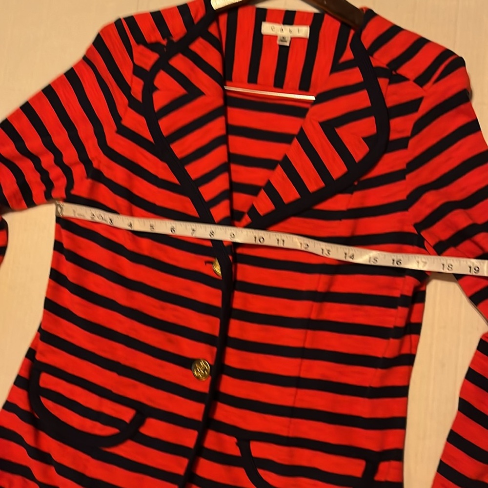 CAbi-M-Red & Blue Nautical Striped-preppy, nautical, long sleeve, cotton, Blazer - Picture 14 of 16